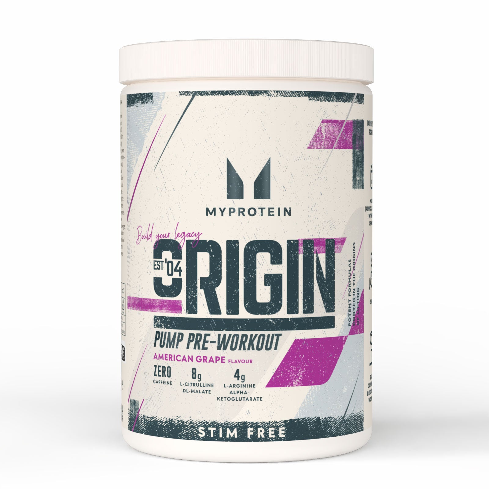 Origin Pre-Entreno Sin Estimulantes - 600G - 30raciones - American Grape