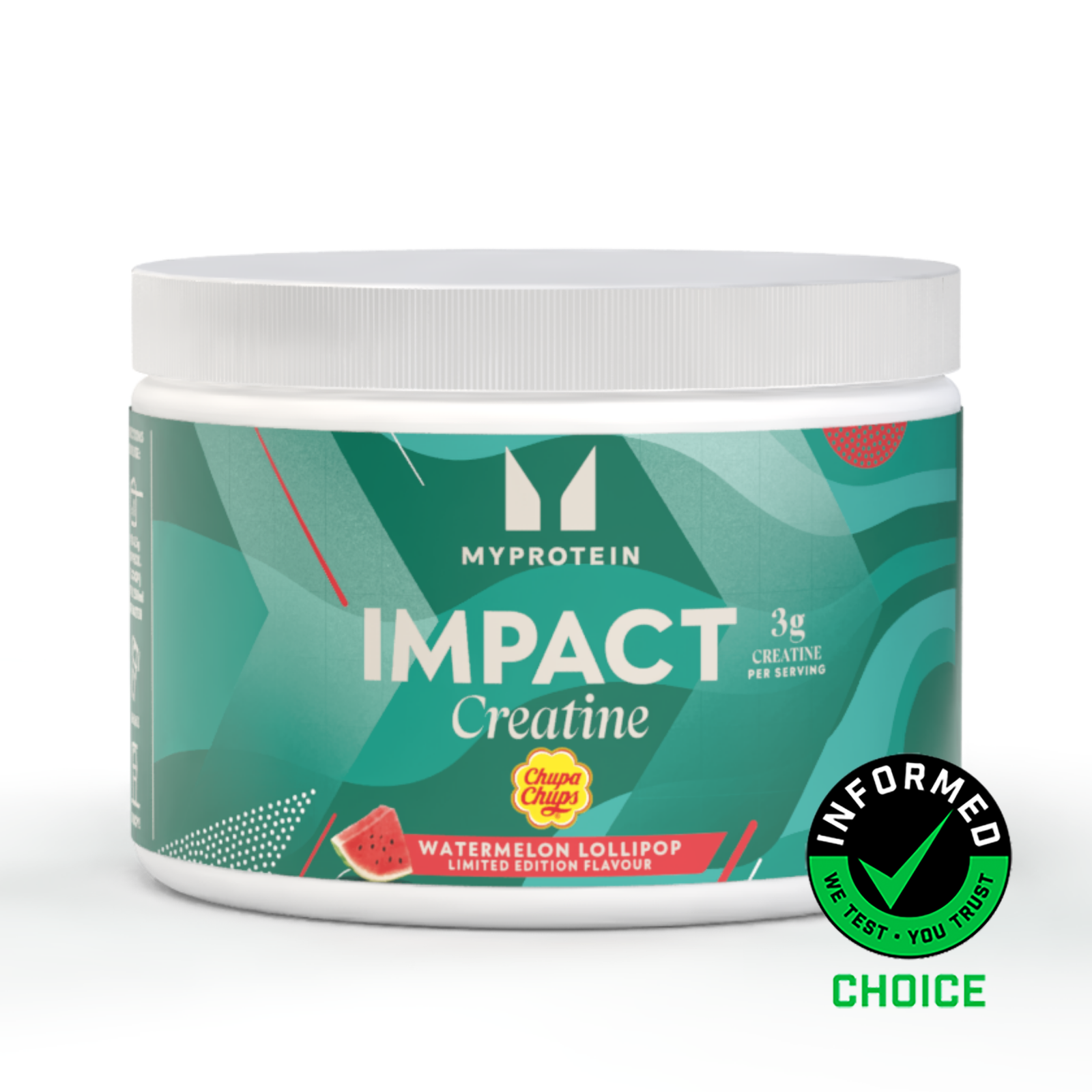 Monohidrato de creatina en polvo - Chupa Chups de sandía - 250g - 55raciones - Chupa Chups - Watermelon Lollipop
